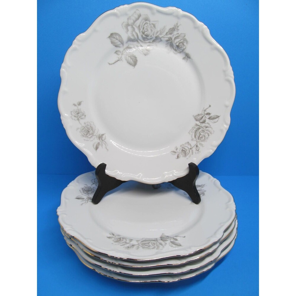 Hertel Jacob Damask Bavaria Set Of 5 Vintage 6" Dessert Bread Plates GUC